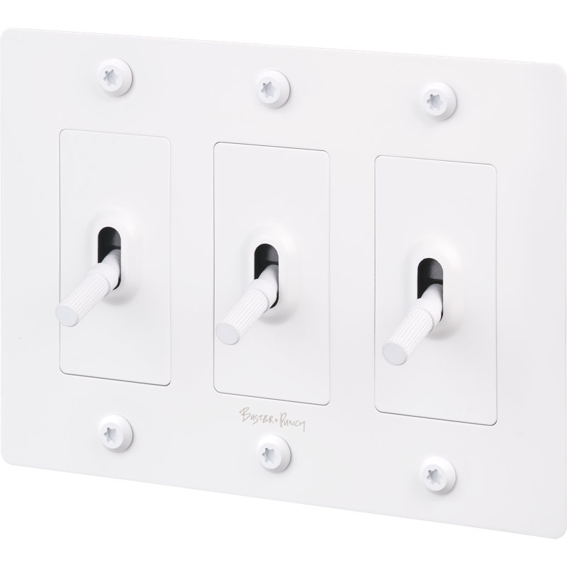 3G Toggle / Linear / With Logo, White, 3 Gang