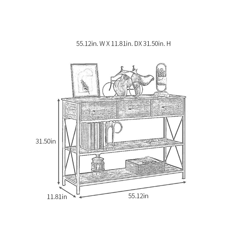 Console Iron Art, H 31,5 po x l 55,12 po x P 11,81 po