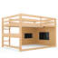 Lit mezzanine double compact avec rangement, maison de jeu rustique en bois aggloméré de pin