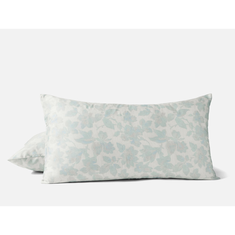 Camellia Organic Print Sham, King Sham, Celadon