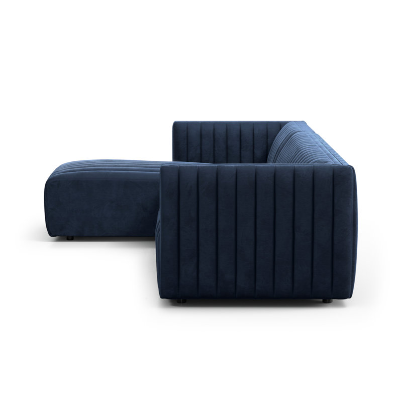 Augustine Chaise Sectional, Right Hand Facing, Orly Natural Velvet, 26" H X 105" W X 64" D