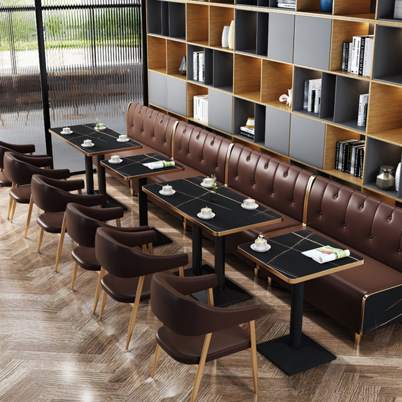 Banc rembourré en similicuir Modern Light Luxury, Brun