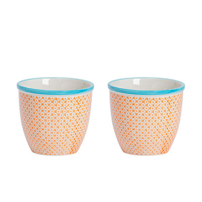 Nicola Spring - Hand-Printed Plant Pots - Orange - Set of 2