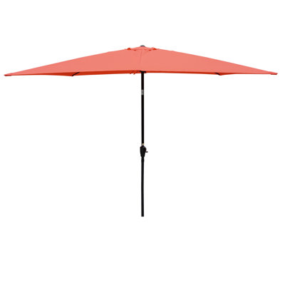 Parasol de patio extérieur 9 pi x 6 pi - eau, auvent protégé avec manivelle et inclinable pour la cour arrière, matériau imperméable 6 x 9 pi, toit ventilé pour une meilleure circulation de l'air dans le jardin