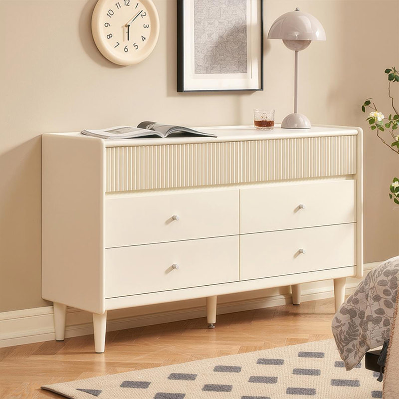 Modern Crystal-cream Solid Wood Accent Cabinet
