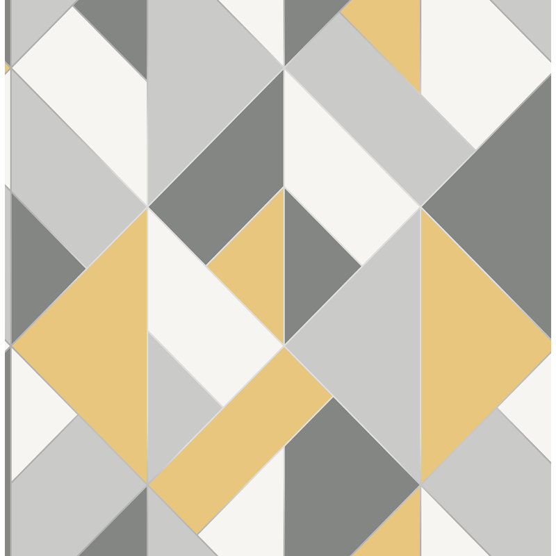 Rouleau de papier peint à motif géométrique structuré L 33 pi x l 20,5 po Tidore, Jaune