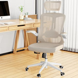 Maegan Home Ergonomic Office Chair With Adjustable Headrest & Lumbar Support, Swivel High Back Computer Chair, Breathable Mesh Desk Chair, PU Silent Wheels, Flip-Up Arms