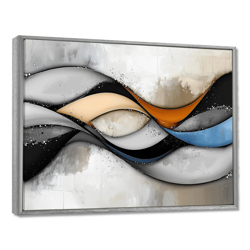 Ensemble d'art Julia, «Journey of Fractal Ink II - Fractals», H 34 po x l 44 po, Cadre flottant, Argent argent