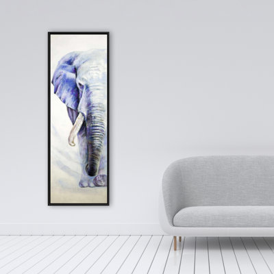 Toile encadrée éléphant bleu | Décoration de chambre animalière | Home Art