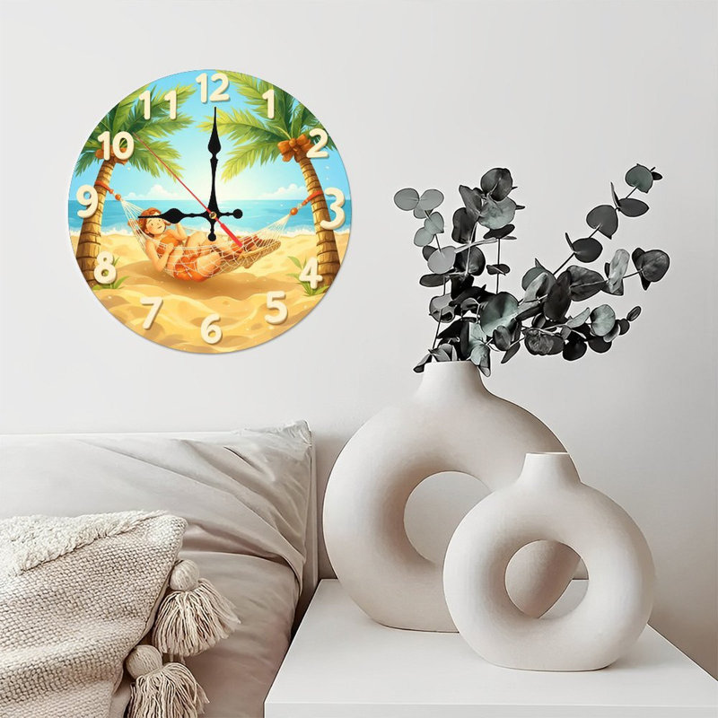 Décoration de plage hamac horloge murale vacances d'été cadeau de détente