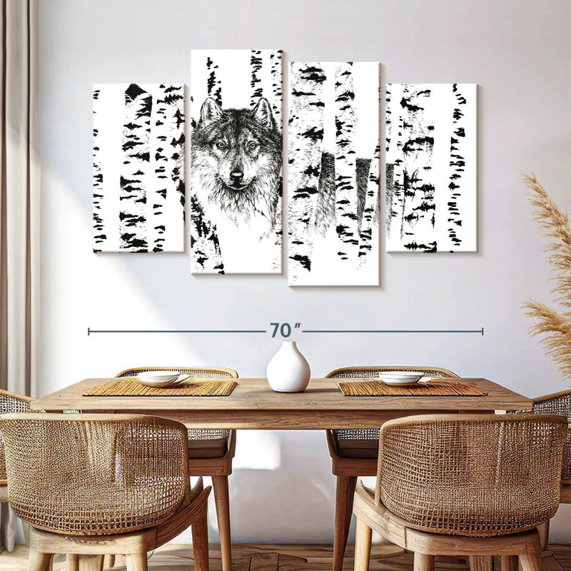 Harnek Birch Tree Forest Wolf, 42" H x 68" W