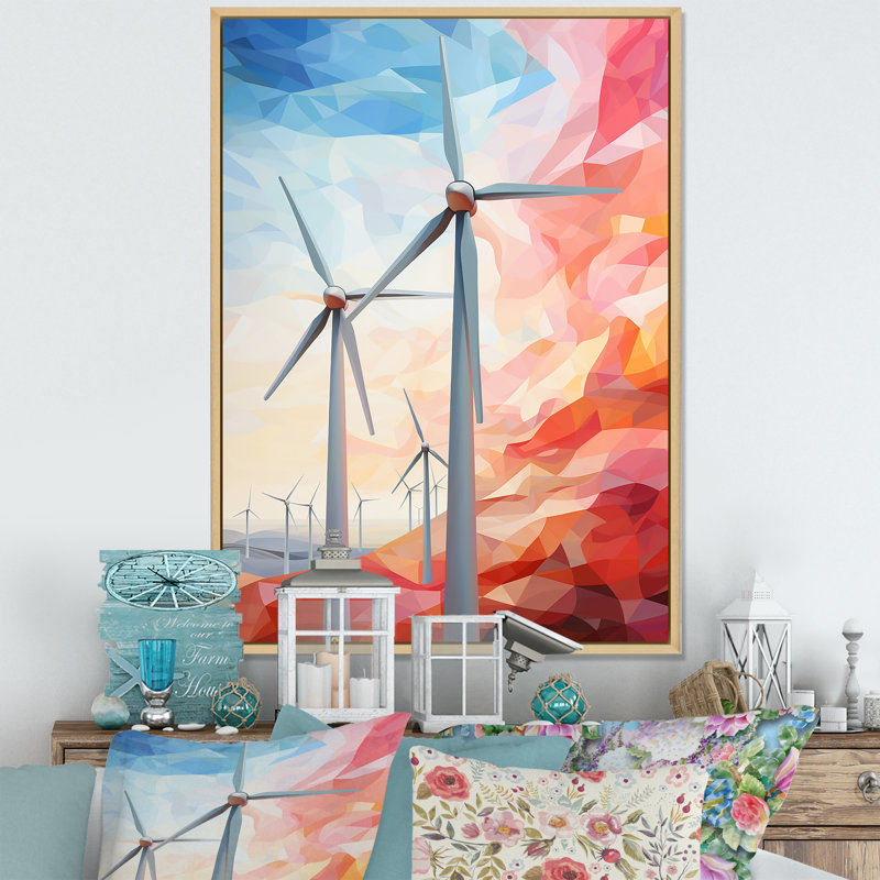 " Minimalism Wind Turbines I ", Natural Floater Framed, 32" H x 24" W