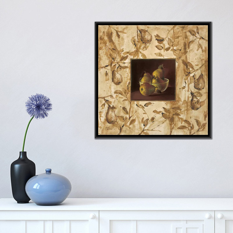 «Peras en la Mesa», reproduction d'art sur toile tendue, H 37 po x l 37 po x P 1,5 po, Pas de tapis, Toile avec cadre noir