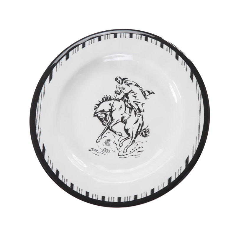 Ensemble d'assiettes en plastique mélaminé blanc / noir Ranch Life