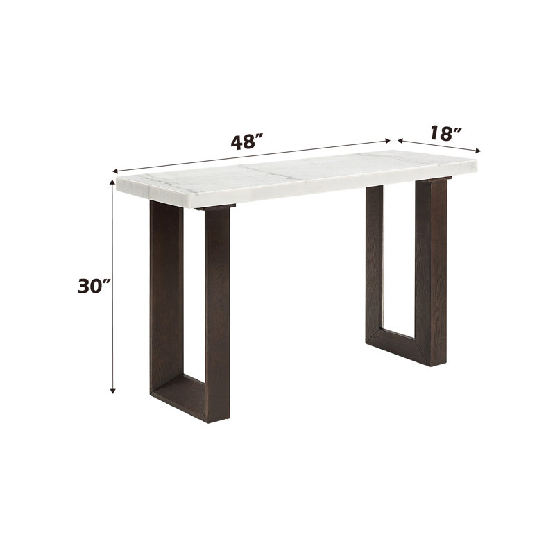 Table à plateau en marbre naturel blanc blanc avec option de finition, plateau de table rectangulaire stable, base double contemporaine en U pour l'intérieur de la maison
