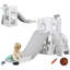 AIYAPLAY Kids Slide 5 in 1 Toddler Slide Basketball Hoop 1-3 Years Grey