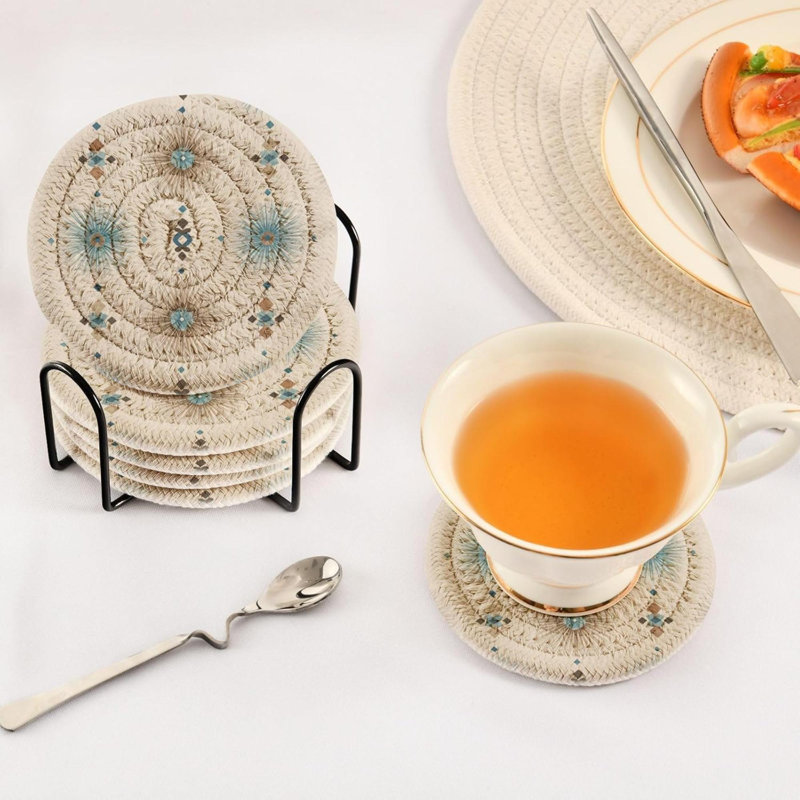 Dessous de verre avec support à verres 6 pièces