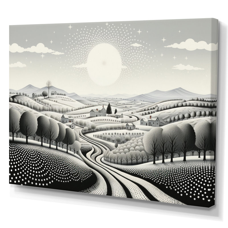 Récolte monochrome d'hiver Farm IV, H 34 po x l 44 po x P 1,5 po, Toile tendue