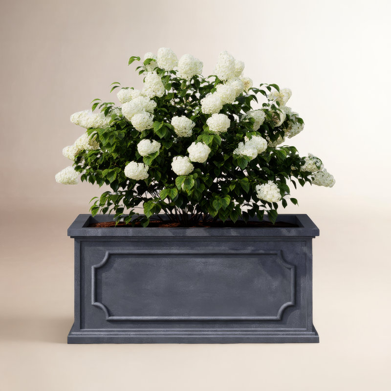 Boîte à fleurs en fibre de verre Ericson, H 14,25 po x l 31,5 po x P 15 po, Plomb clair