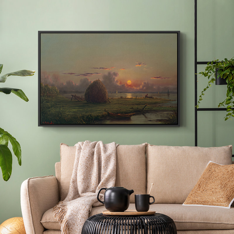 Haystack at Sunset, 1880 - Martin Johnson Heade, toile tendue avec châssis, 24 po x 36 po, Gold
