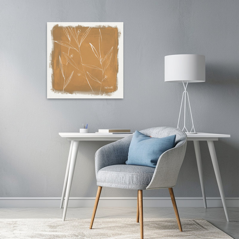 Leaf Lines I, art abstrait contemporain, H 24 po x l 24 po