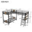 Lit superposé simple au-dessus de L en forme de L avec lit mezzanine simple avec bureau et tablette