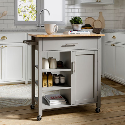 Avallon Solid Wood Top Kitchen Cart