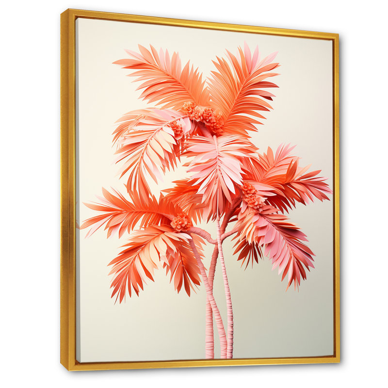 Palmier sérénité sur toile, H 32 po x l 16 po x P 1 po, Cadre flottant doré