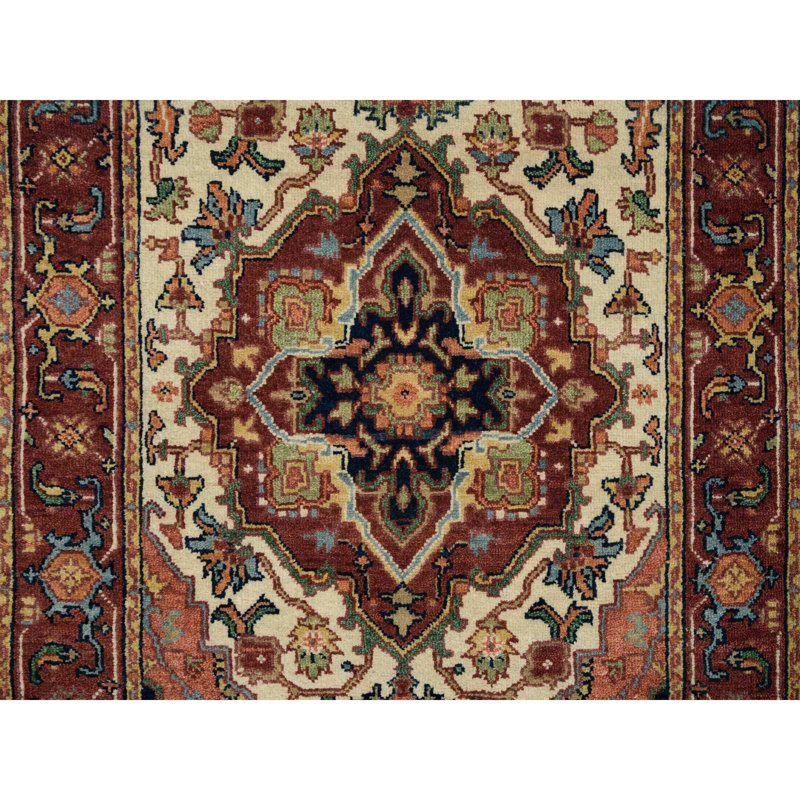 Tapis de couloir oriental en laine ivoire noué à la main 2 pi 6 po x 18 pi 3591DBC4931349189C733D7656BB79B9