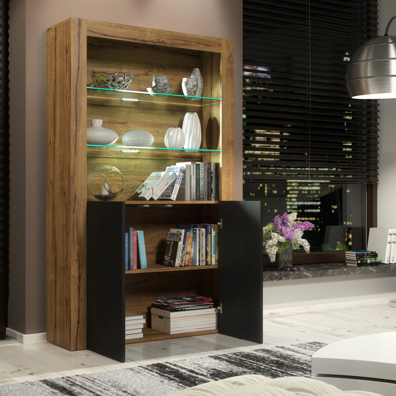 Aristil Display Cabinet, Oak/Black