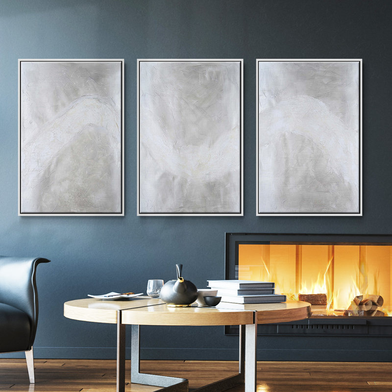 Snowdrift I - Ensemble de 3 reproductions sur toile, H 36 po x l 72 po, Blanc