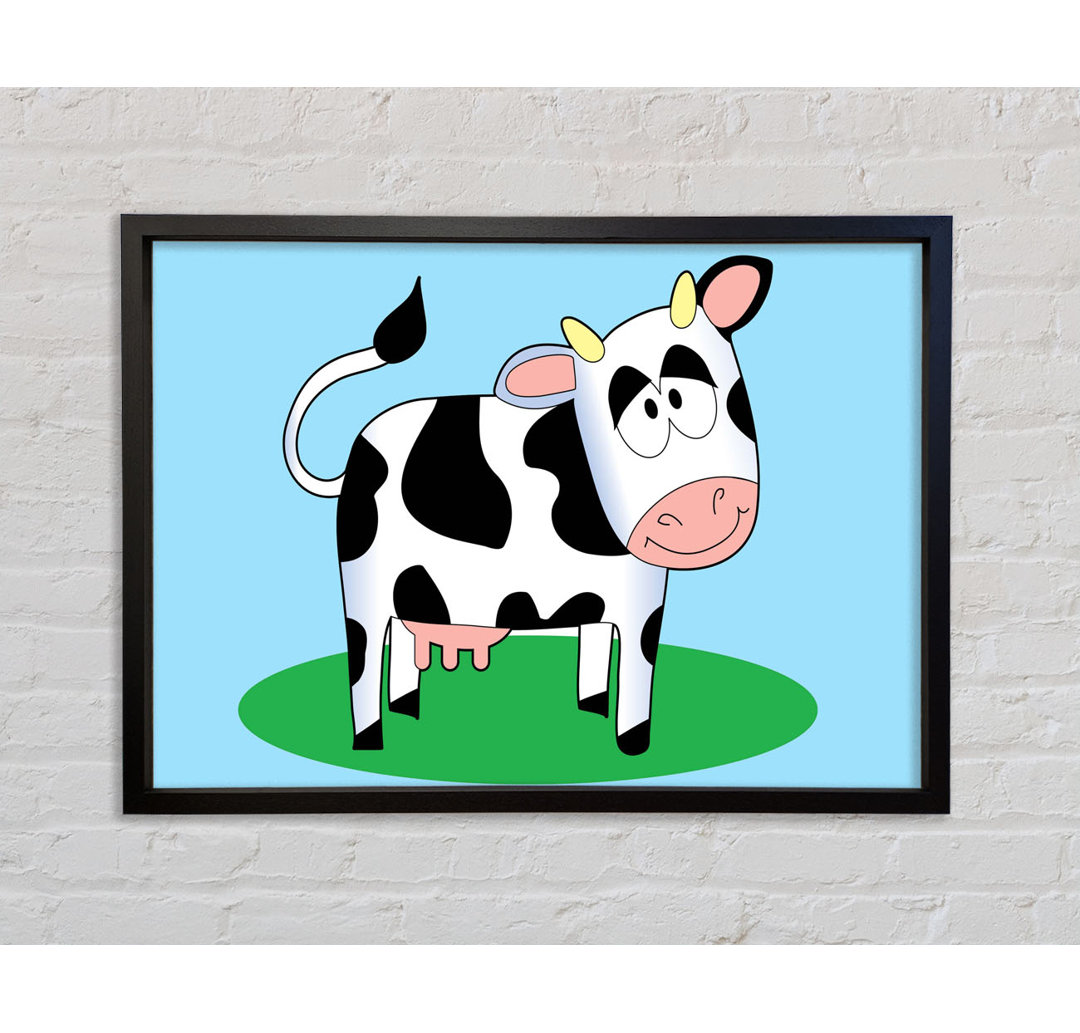 Happy Cow Baby Blue - Einzelner Bilderrahmen Kunstdrucke auf Leinwand