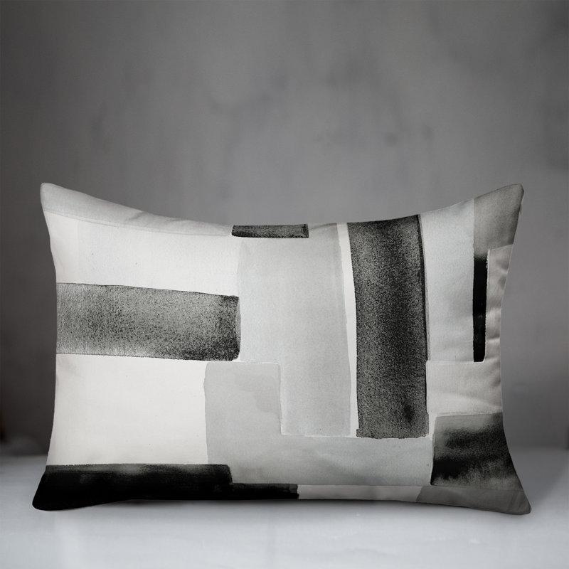 Dulzaides Abstract Outdoor Reversible Throw Pillow, White