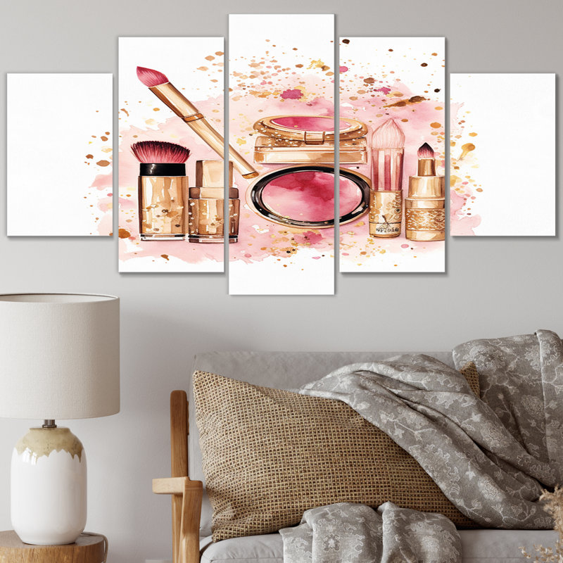 "Boho Chic Beauty III, cosmétiques roses et dorés" - 5 pièces