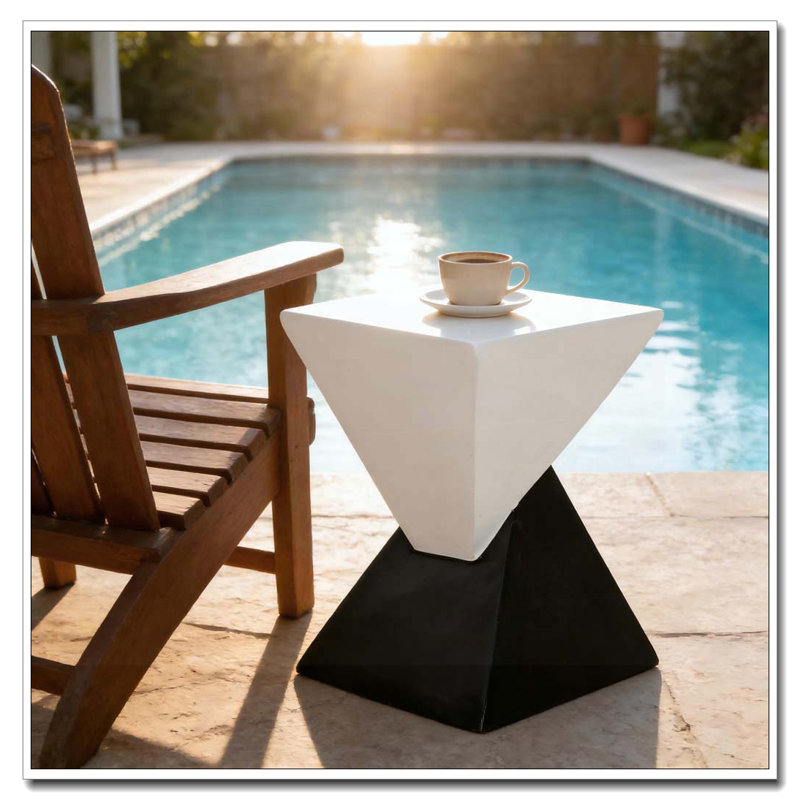 Outdoor Patio MGO Side Table, Beige, Black,White
