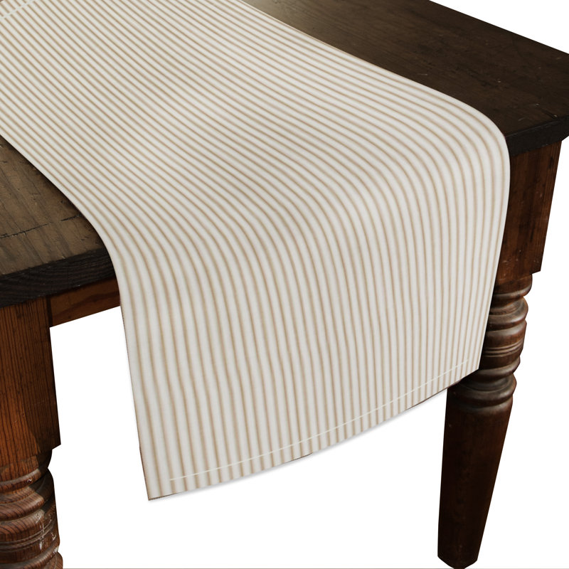Hannatou Striped 100% Cotton Table Runner, Tan