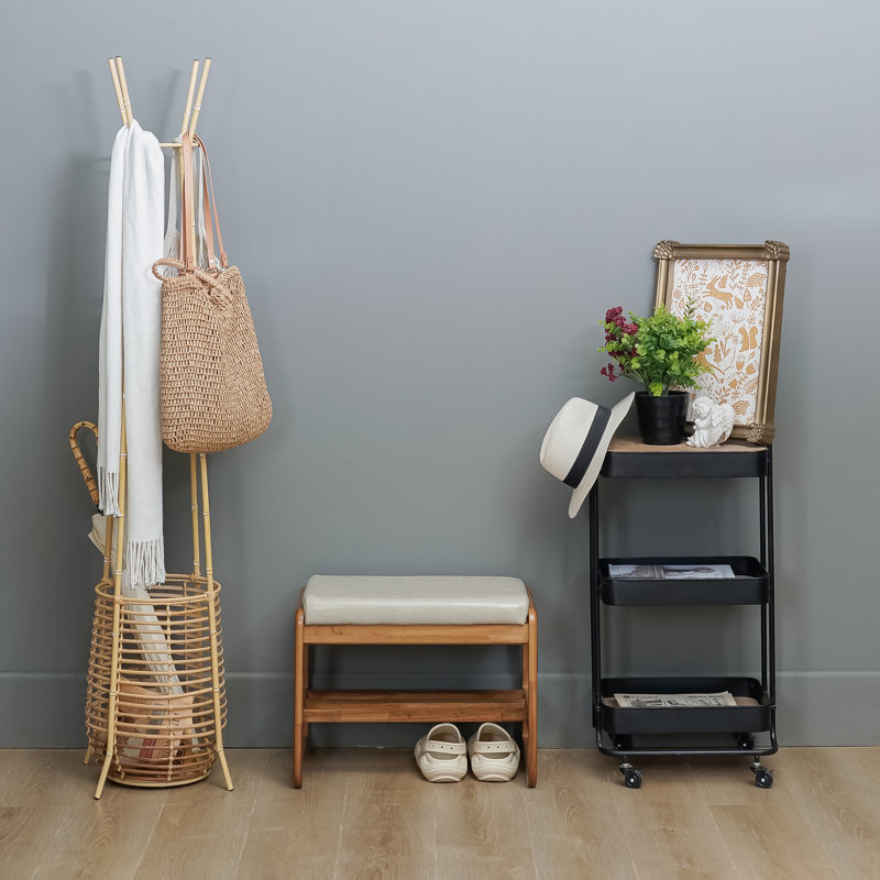 Banc de rangement en similicuir, Gris/beige, H 16,54 po x l 21,65 po x P 14,17 po