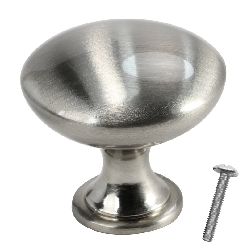 Brushed Nickel Round Cabinet Knob with Mounting Hardware