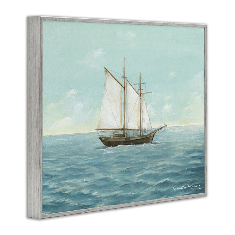 Voilier classique, estampe numérique, conception de Danielle Murray, H 11 po x l 14 po, Giclée encadrée noir minuit