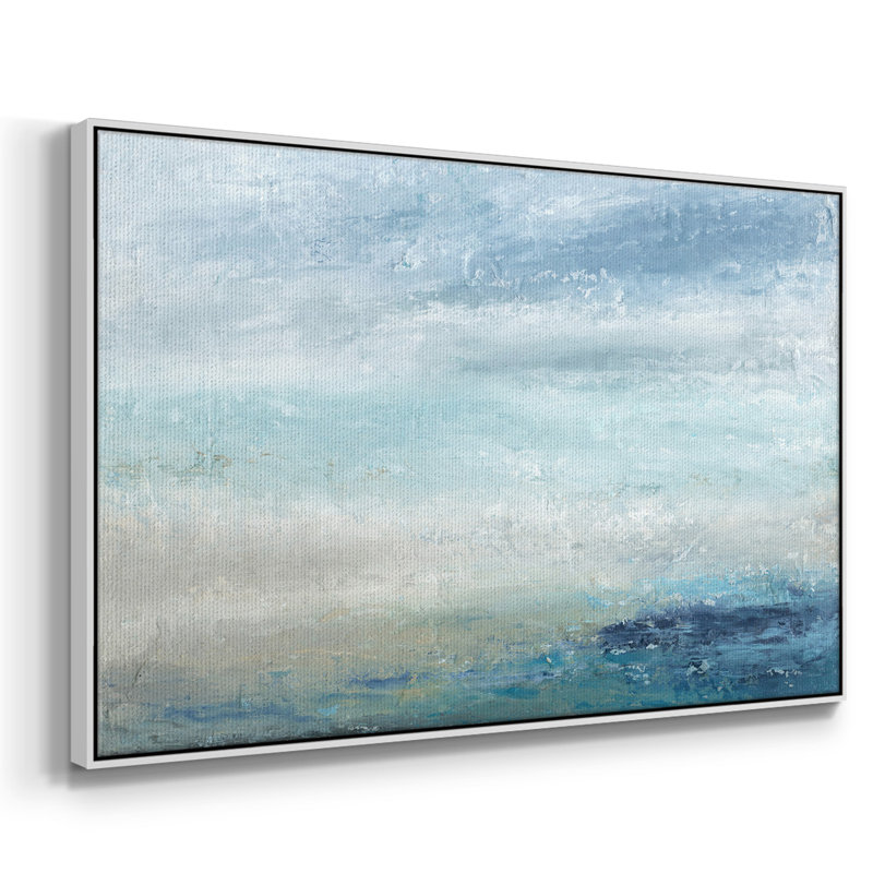 «Coming Ashore», peinture sur toile encadrée, H 27 po x l 41 po x P 2 po, Cadre blanc