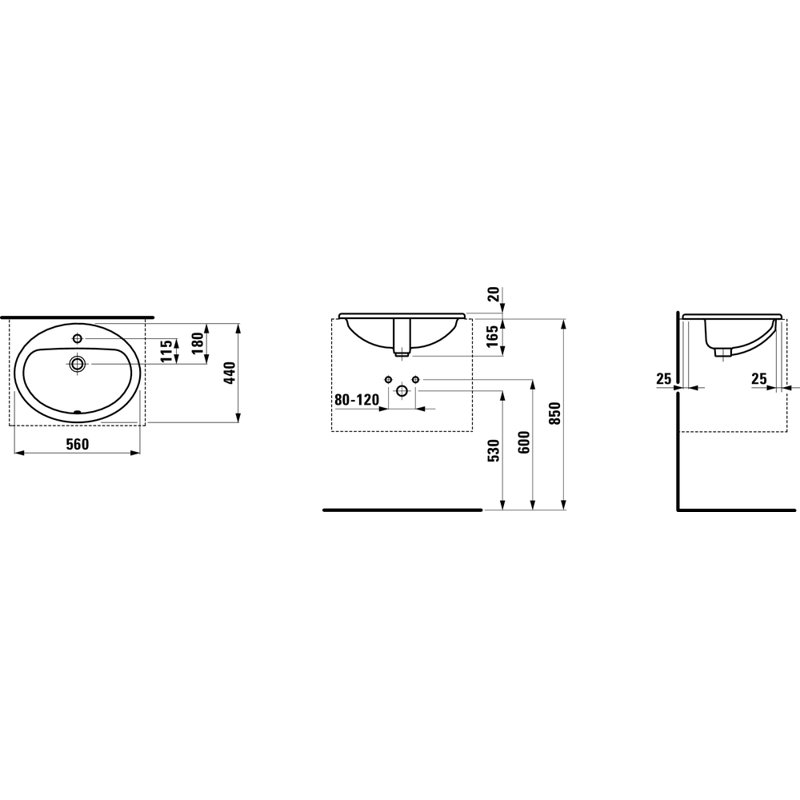Laufen PRO 22.05'' L Bathroom Sink
