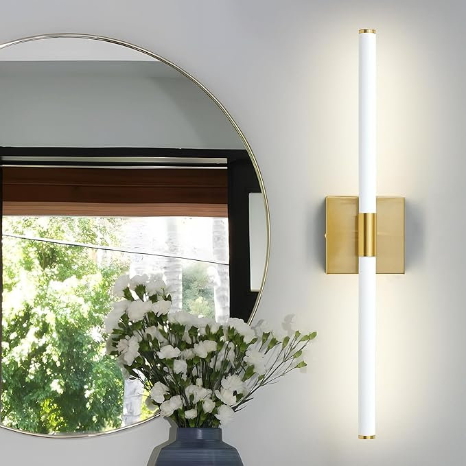 Fiza Vanity Light Fixture LED (Horizontal and Vertical), 23.6" H x 4.7" W x 3.5" D, Gold/White