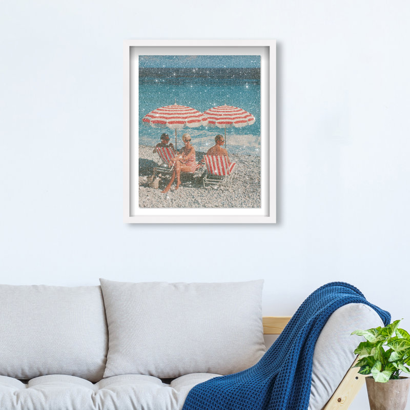 Retro Beach Bliss III Shadowbox Landscape & Nature Print by Oliver Gal, Black Frame, 16 x 20, 21.5"H x 25.5"W