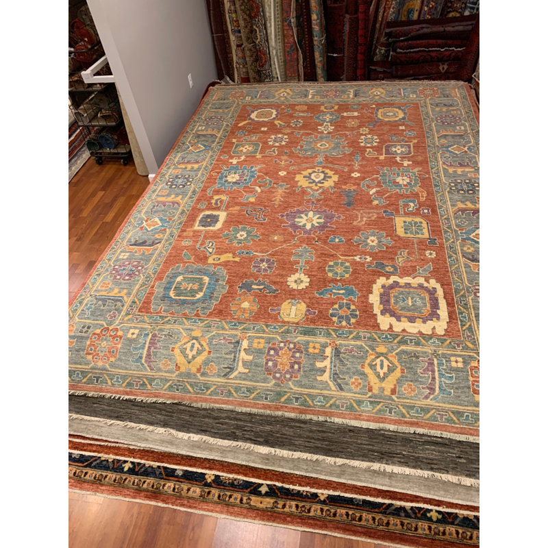 Turquoise Oushak abricot 10 pi x 13 pi