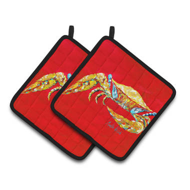 Caroline Red Oven Mitt Set