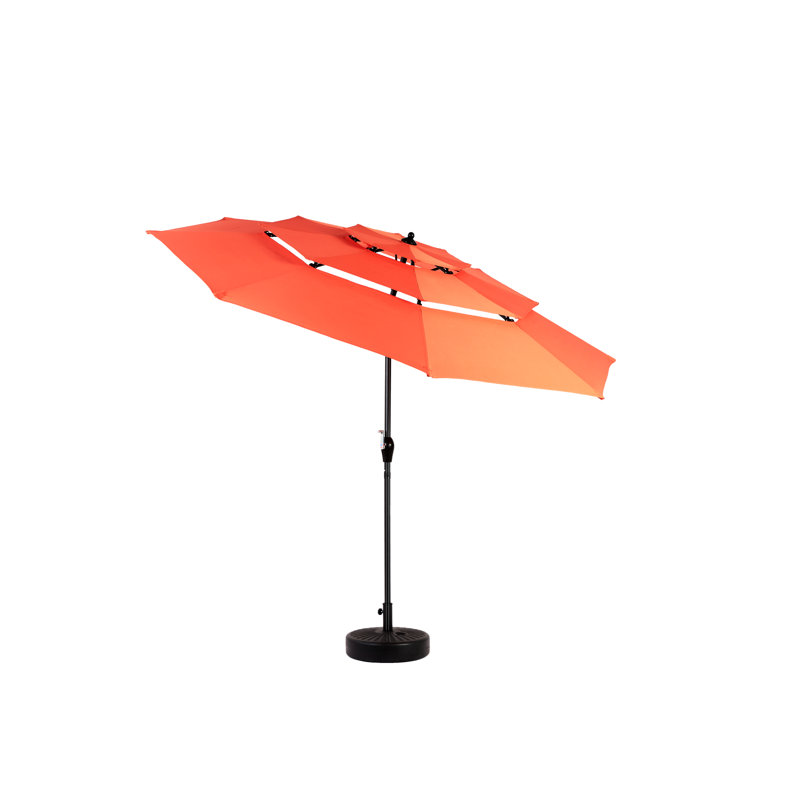 Parasol à 3 niveaux en aluminium 10 pi pour pelouse - Pour la piscine, la cour arrière orange, la terrasse de la piscine