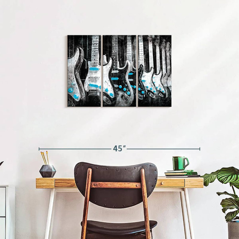" Electric Guitars Pop " 3 - Pieces, 20" H x 33" W x 1.25" D