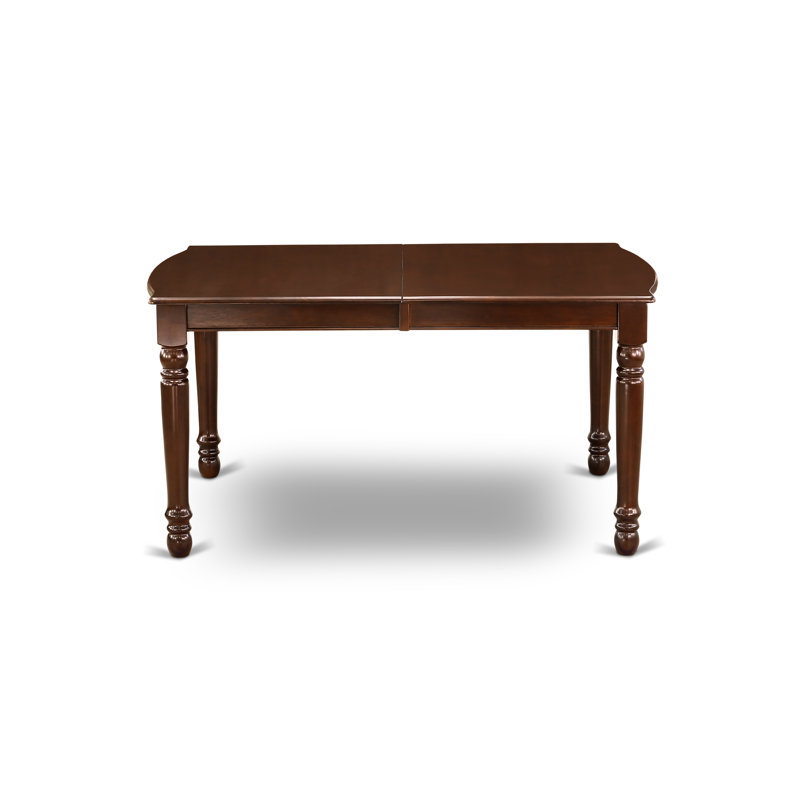 9 Piece Dining Table Set Includes a Rectangle Dinner Table with Butterfly Leaf and 8 Dahlia Linen Fabric Parson Dining Chairs, Mahogany