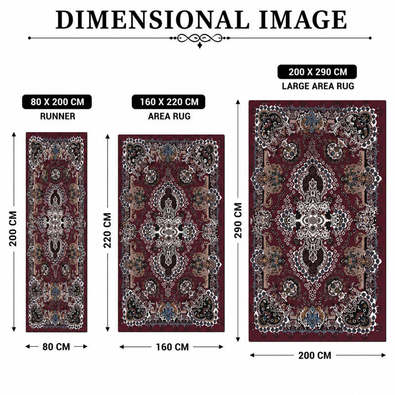 Rectangle Floral Washable Area Rug, Burgundy Bloom, 80x200
