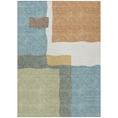 Machine Washable Indoor/Outdoor Chantille ACN2400 Abstract Rug